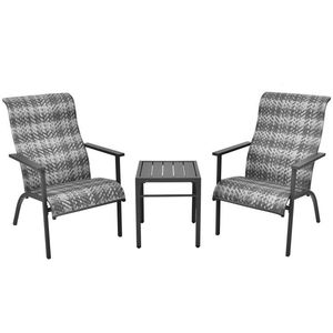 3-Piece High Backrest and Armrest Patio <b>Rattan</b> <b>Bistro</b> <b>Set</b> for <b>Garden</b> Use - Product Image 3