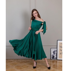 Elegant Off Shoulder <b>Maxi</b> <b>Dress</b> for Women | Flowing A Line Evening Party <b>Dress</b> with Tie Waist and Statement Sleeve Design - Product Image 1