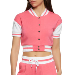 Chaqueta Varsity Corta Personalizada con Cuello de Manga Larga para Mujer / Chaqueta Varsity Corta Transpirable para Mujer a un Precio Razonable OEM - Product Image 5