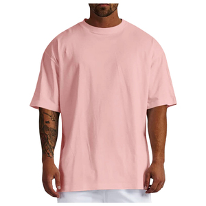 100% Heavyweight Cotton Men's Plus Size Oversized T-<b>Shirt</b> Custom Embroidered Plain Tee with Long Design Knitted Fabric - Product Image 6