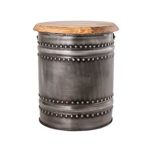 Tabouret Tambour Moderne en Fer Galvanisé, Durable, Idéal pour la Décoration Intérieure, Meuble d'Appoint pour Salon, Pouf pour Appartement - Product Image 2