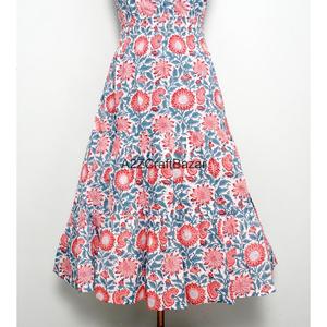 Robe longue formelle indienne 100 % coton, imprimé floral, épaules dénudées, écologique, faite à la main, coupe trapèze, pour soirée, vente en gros fabricant - Product Image 2