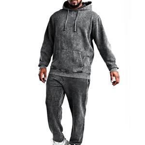 Survêtements d'hiver personnalisés pour hommes, style hip-hop, imprimés sur mesure, effet délavé, vente en gros - Product Image 1