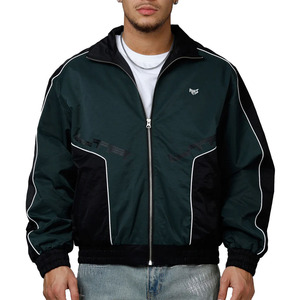 Trendy Men's Sports Jacket <b>Black</b> & Green <b>Windbreaker</b> with Bold Graphic Design Zipper Bomber Jacket Nylon OEM Wholesale Supplier - Product Image 1