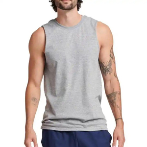 Camiseta sin Mangas de Jersey Grueso para Hombre, Personalizable con Impresión, de Alta Calidad OEM, Color Gris Melange, Corte Holgado, Informal, Venta al Por Mayor - Product Image 5