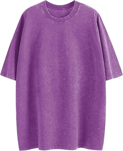Camiseta de algodón vintage informal para mujer, de moda, que absorbe la humedad, de corte holgado, estilo grunge, con cuello redondo, talla OEM - Product Image 2