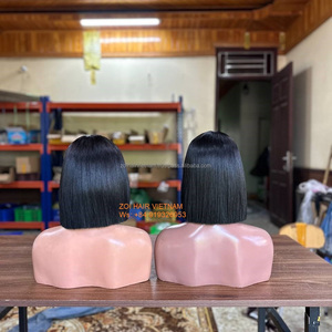 วิกผมบ๊อบตรงแบบไม่ต้องใช้กาว ทำจากผมแท้เวียดนามบริสุทธิ์  กำลังเป็นที่นิยม  พร้อมด้วยฐานลูกไม้โปร่งใสแบบ HD  สามารถปรับแต่งได้ - Product Image 2