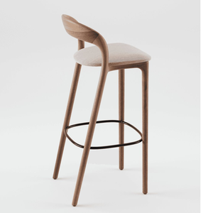 Taburete de Bar Moderno de Madera de Teca con Reposapiés - Product Image 1