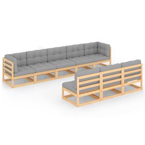 Set Lounge da Giardino Grande in Legno di Pino Massiccio e Poliestere - Collezione Legno Naturale - Product Image 2