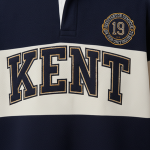 Chemise de rugby en molleton de coton respirant avec patchs décoratifs, manches longues, poids lourd, pour hommes, OEM ODM, vente en gros - Product Image 5