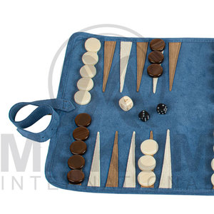 Backgammon de Viaje Fácil de Transportar, Enrollable, Hecho a Mano, de Gamuza, con Logotipo - Product Image 6