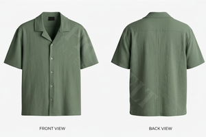 Chemise décontractée à manches courtes boutonnée, style personnalisé, respirante, couleur unie, légère, pour l'été – Prix de gros abordable - Product Image 4