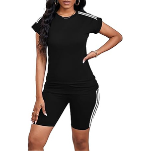 Conjunto de Top y Shorts de Algodón 100% para Mujer, Estilo Vintage, Corte Holgado, Largo por Encima de la Rodilla, Ropa Casual de Verano, Venta al Por Mayor - Product Image 4