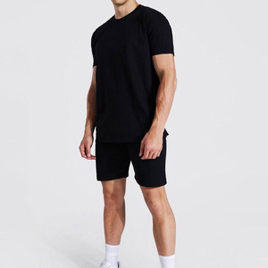 Latest Summer Fashion Men's Casual Short <b>Sets</b> Elastic Waist T-shirt and Shorts 100% Cotton Satin ODM - Product Image 6