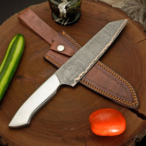 Couteau de chef professionnel en acier Damas forgé à la main, manche en acier inoxydable argenté, lame de 8 pouces ultra-affûtée, compatible lave-vaisselle - Product Image 3