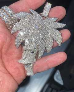 Pendentif visage de personnage de dessin animé 3D, buste de rappeur, argent 925, moissanite ronde, bijoux de luxe hip-hop pour hommes - Product Image 5