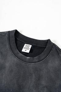 T-shirt Boxy Noir Délavé à l'Acide avec Logo Personnalisé Streetwear 100% Coton Uni Coupe Oversize T-shirt Graphique Vierge Homme Vente en Gros Séchage Rapide - Product Image 3