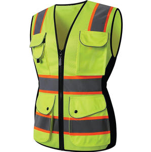 Chaleco Amarillo de Alta Visibilidad para Hombre, Impermeable, Transpirable, con Bolsillo Desmontable, para Guardias de Seguridad, Construcción Industrial - Product Image 1