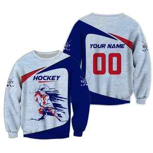 Camiseta de Hockey sobre Hielo Personalizada con Estampado Sublimado, Cuello Redondo, Manga Larga, Unisex, para Adultos, Transpirable, de Poliéster, Ropa Deportiva - Product Image 6