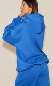 Ensemble de survêtement à capuche pour femmes, couleur unie, manches longues, coupe ample avec poches latérales, fermeture à cordon, vêtements décontractés d'automne - Product Image 3