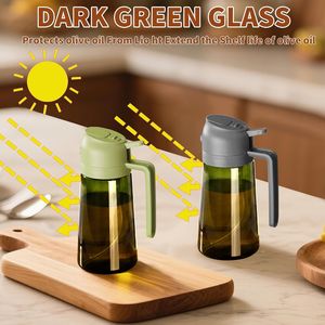 Lot de 2 verseurs d'huile en verre anti-lumière de 470 ml (16 oz) – Distributeur d'huile d'olive et outils de cuisson pour friteuse à air chaud et salades, pour la cuisine - Product Image 5