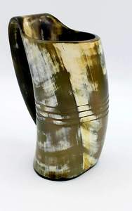 Verre à bière en corne de Viking authentique, fait main, avec base en bois, idéal pour la méad - Product Image 3