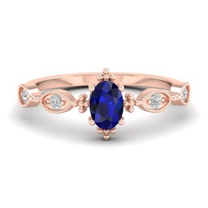 Anillo Solitario REYES Personalizado con Zafiro Azul de Corte Ovalado de 0.5Ct en Oro Sólido de 14K, Joyería con Moissanita Certificada por GRA - Product Image 2