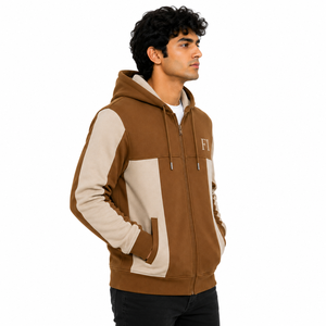 Sweat-shirts d'hiver pour hommes de haute qualité, entièrement zippés, avec empiècements contrastants, en molleton de coton épais, style streetwear décontracté, OEM - Product Image 2