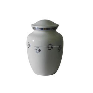 Urnas de cremación de aluminio de alta calidad para mascotas con Peltre estampado de pata y urnas funerarias de Metal con acabado de Color azul para cenizas humanas - Product Image 4