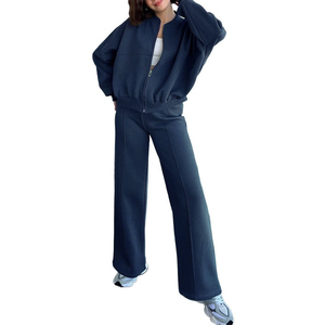 Maanify Ensemble de survêtement deux pièces gris pour femme, à capuche, en polyester léger et écologique, coupe ajustée, respirant, pour l'été, décontracté et sportif - Product Image 3