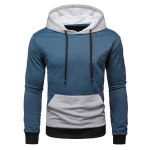 Sweat à capuche d'hiver pour homme au design personnalisable, 100% coton molletonné, coupe classique, poche décontractée, séchage rapide et respirant, bleu - Product Image 1