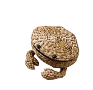 Cute Crab Water Hyacinth Storage <b>Basket</b> <b>with</b> <b>Lid</b> Woven Ocean Animal Shaped Toy Organizer Bin for Kids Room - Product Image 2