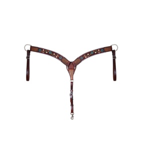 Collar de pecho pintado occidental de cuero genuino de alta calidad 100% con trabajo de puntada de látigo proveedor de Fabricante al por mayor - Product Image 1