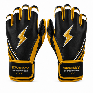 Gants d'entraînement de frappe SINEWY personnalisés pour le sport et le fitness, en cuir noir et jaune, avec fermeture auto-agrippante, unisexe adulte, durables et respirants - Product Image 1