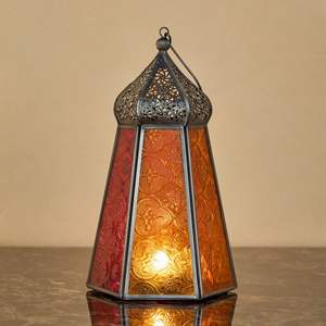 Juego de 3 Faroles Orientales Dorados de Vidrio y Metal, Farol Marroquí Tipo Minarete, Portavelas de Vidrio, Portavelas para Velas de Té, Decoración para el Hogar, Modena - Product Image 4