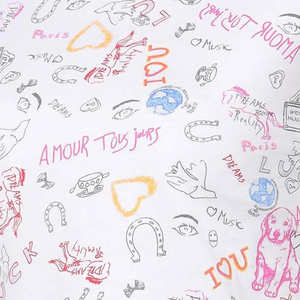 T-shirt blanc à imprimé doodle pour femme, coupe décontractée, doux, respirant, graphique, tendance, été - Product Image 6