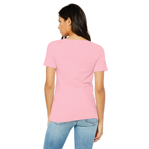 Wholesale Price Custom Logo OEM Services Available Breathable Womens V-Neck T-<b>Shirt</b> Solid Short Sleeve Top Canvas T <b>Shirts</b> - Product Image 2