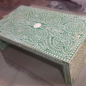 Table en os incrusté de la marque ILAHI, design moderne, détails en agate, rangement, meuble portable pour la maison - Product Image 1