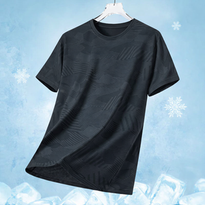 T-shirt de sport décontracté d'été pour homme, grande taille, en soie glacée, à séchage rapide, respirant, col rond, coupe ample, avec broderie de logo personnalisée OEM - Product Image 5