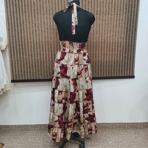Robe longue sans manches en polyester imprimé africain, légère, col en V, à volants, élégante, florale, pour femme, tenue de plage estivale - Product Image 4