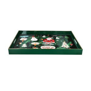 Bandeja Rectangular Lacada de Alto Brillo, Diseño Navideño, Hecha a Mano en Vietnam, para Decoración de Mesa de Centro - Product Image 3