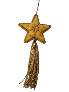 Ornement suspendu de luxe en forme d'étoile avec broderie Zari – Ornement Zardosi fait main pour la décoration de l'Aïd, de Noël et de mariage - Product Image 2