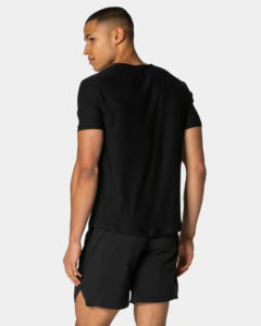 Camiseta de Hombre Negra Lisa de Cuello Redondo, Corte Regular, Manga Corta, Estilo Urbano Básico, 100% Algodón, Anti-Pilling, Transpirable, para Gimnasio - Product Image 5