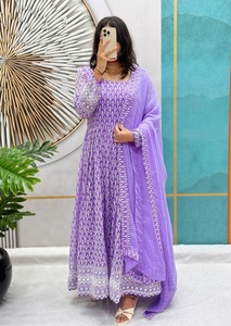 <b>Chikankari</b> Gown with Georgette Dupatta for Festive Season Parties Adds Glamour and Elegance to Your Look - Product Image 3