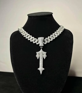 Trendy Elegant Cuban Link <b>Chain</b> Diamond Pendant with <b>Cross</b> Arrow Sparkling Iced Out Jewelry for <b>Mens</b> Party Wear Or Daily Use - Product Image 1