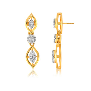 18K Yellow Gold Marquise Teardrop <b>Dangle</b> <b>Earrings</b> with Round Cut Lab Grown <b>Diamonds</b> Geometric Luxury Fine Jewelry for Women - Product Image 3