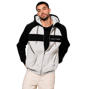 Custom Men <b>Full</b> <b>Zip</b> <b>Hoodie</b> Contrast Panel Style Drawstring Hood Fleece Sweatshirt Two Side Pockets Sport Casual Streetwear - Product Image 2