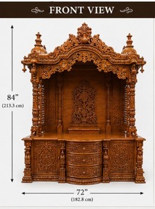 Fabricante de Templos de Madera de Teca en India, Templo de Madera Tallada de Diseño, Templo Marrón con Cúpula para el Hogar - Product Image 2