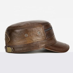 Leather <b>Hats</b> <b>for</b> <b>Men</b> Winter <b>Warm</b> Outdoors Trucker Dad <b>Hat</b> Flat Top Adjustable Classic <b>Hats</b> Brown Caps - Product Image 3