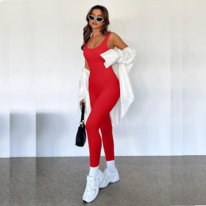 Combinaison une pièce rouge douce, confortable, à séchage rapide, respirante, nouvelle arrivée, vêtements de sport de haute qualité, impression de logo personnalisée - Product Image 4